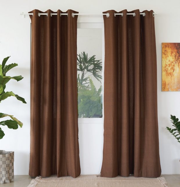 Chambray Cotton Fabric Bison Brown