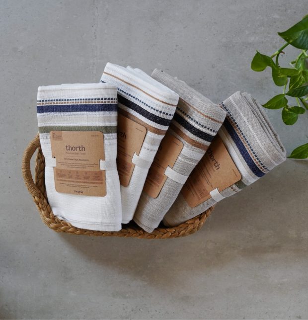 White & Beige Thorth | Premium Cotton Bath Towel | Combo of 4