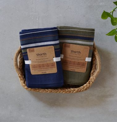 Olive Green & Blue Thorth | Premium Cotton Bath Towel | Combo of 2