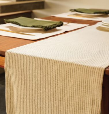 Fine Stripes Cotton Table Runner Green