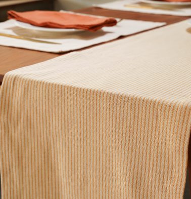 Fine Stripes Cotton Table Runner Yellow