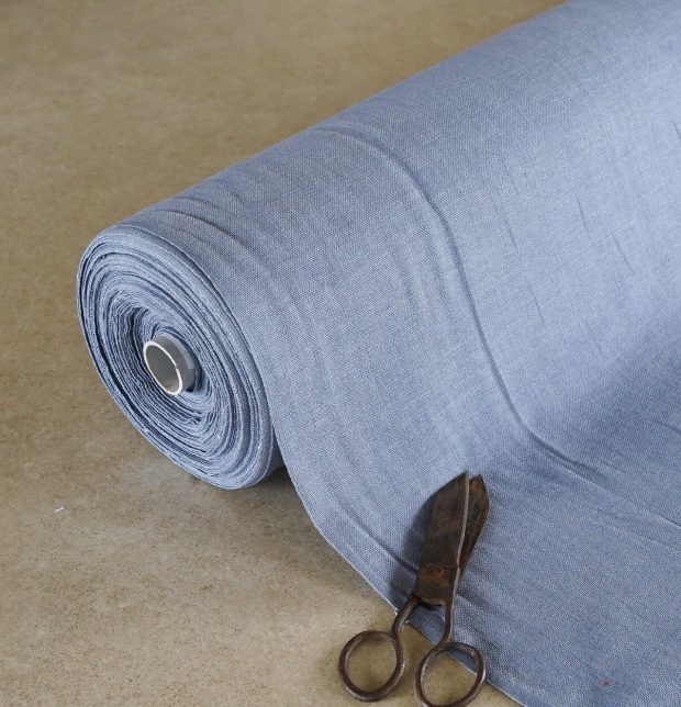 Customizable Curtain, Chambray Cotton - Tempest Blue