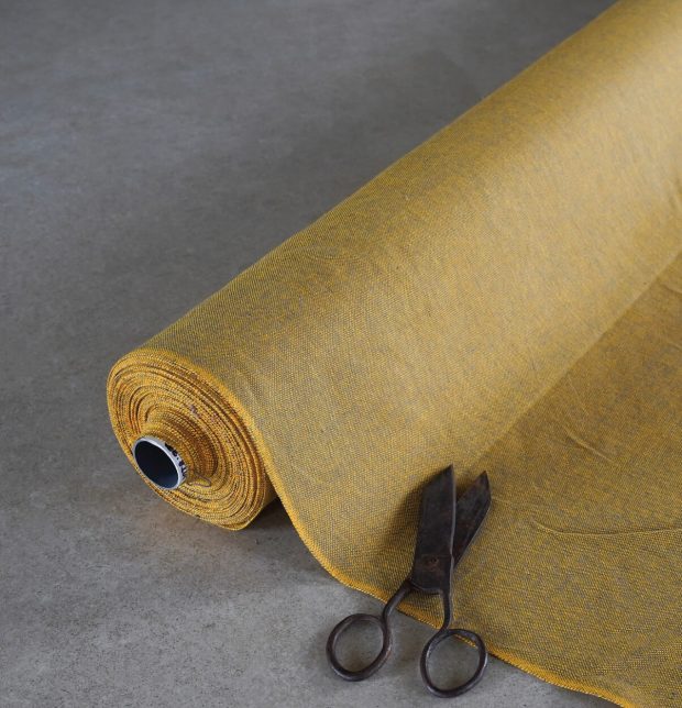 Customizable Curtain, Chambray Cotton - Yellow/Grey