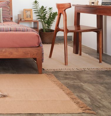 Handwoven Cotton/Jute Rug Tan Brown