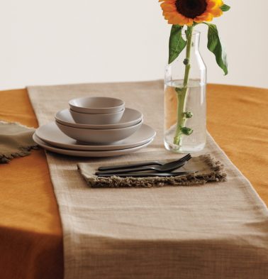 Handwoven Cotton Table Runner Safari Beige
