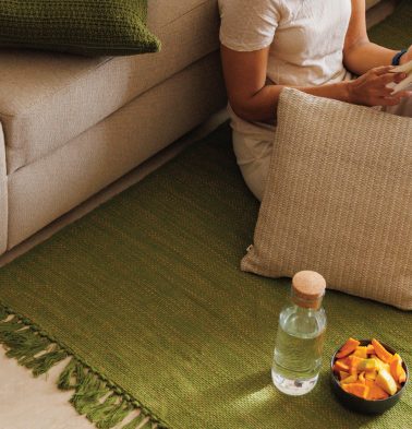 Handwoven Cotton/Jute Rug Green