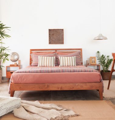 Linen Fitted Bedsheet Canyon Rose