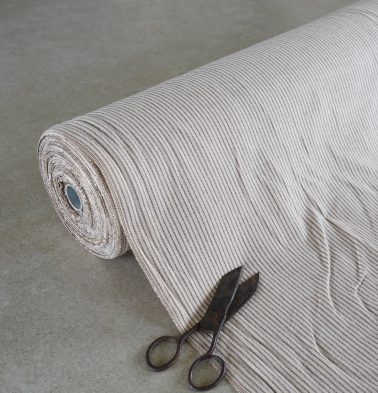 Fine Stripes Cotton Fabric Brown