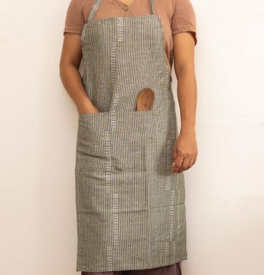 Linen Stripes Apron Green/ Black