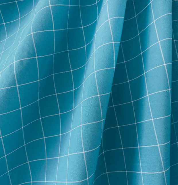 Lagom Chequered Bedsheet fabric Teal Blue/White