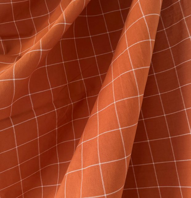 Customisable Lagom Chequered Duvet Cover Rust Orange / White