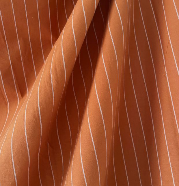 Silver Lining Striped Fitted Bedsheet Rust Orange / White
