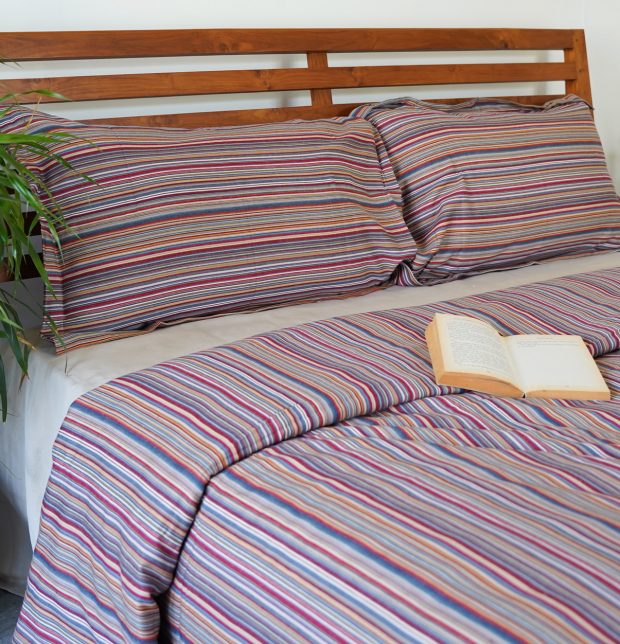 Woven Stripes Cotton Duvet Cover Red