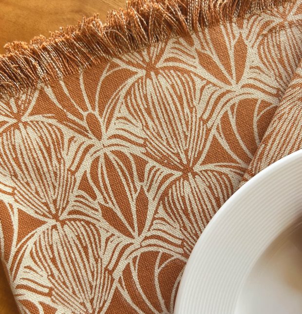 Metamorph Printed Cotton Table Napkins Brown - Set of 6