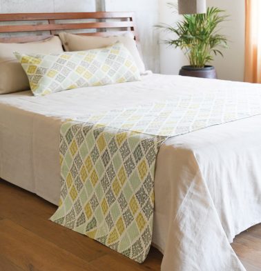 Ikat Pastel Diamond Handwoven Cotton Bed Runner