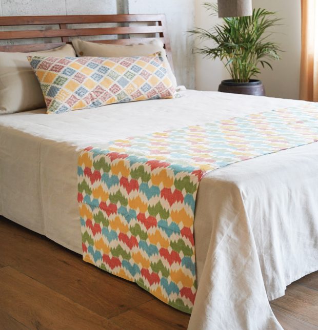 Ikat Vibrant Crown Handwoven Cotton Bed Runner