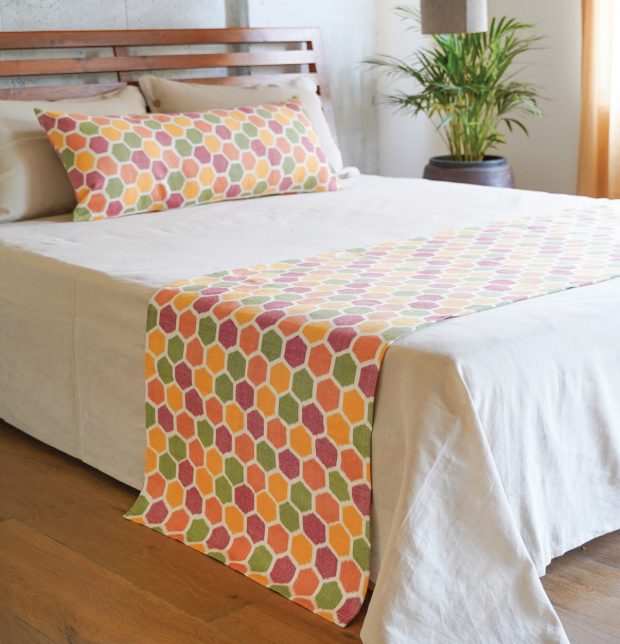 Ikat Vibrant Hexagon Handwoven Cotton Bed Runner