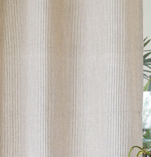 Fine Stripes Cotton Curtain Black