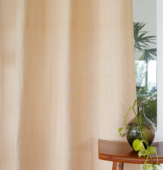 Fine Stripes Cotton Curtain Yellow