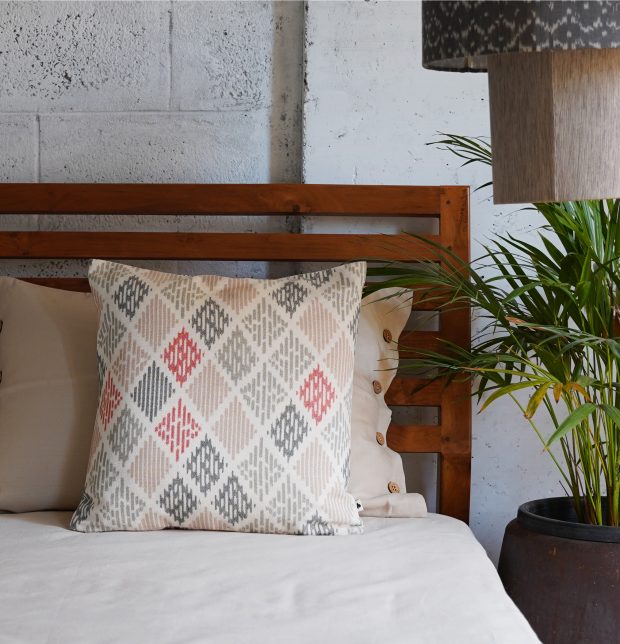 Beige Ikat Diamond Cotton Cushion Cover 16