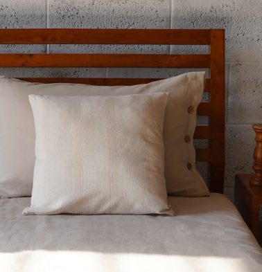 Zari Stripes Cotton Cushion Cover Beige 16″ x 16″