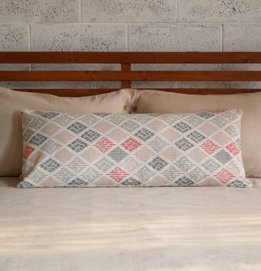 Beige Ikat Diamond Cotton Cushion Cover 14″ x 36″