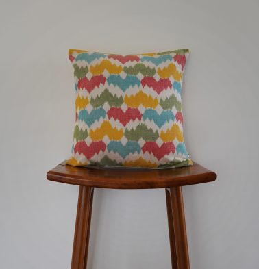 Vibrant Ikat Crown Cotton Cushion Cover 16″ x 16″