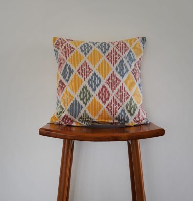 Vibrant Ikat Diamond Cotton Cushion Cover 16″ x 16″