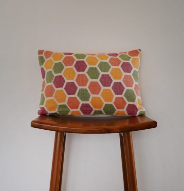 Vibrant Ikat Hexagon Cotton Cushion Cover 12″ x 18″