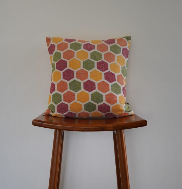Vibrant Ikat Hexagon Cotton Cushion Cover 16