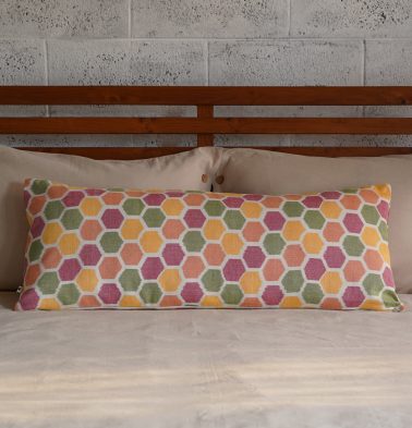 Vibrant Ikat Hexagon Cotton Cushion Cover 14″ x 36″