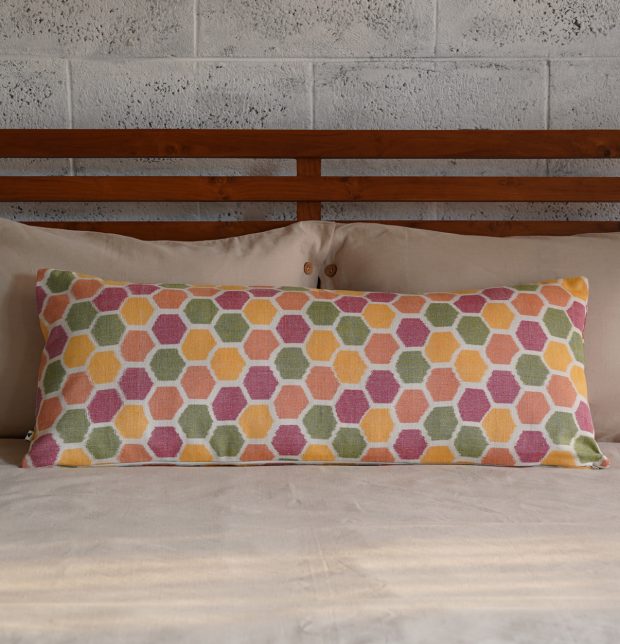 Vibrant Ikat Hexagon Cotton Cushion Cover 14