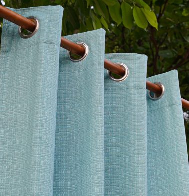 Panama Weave Cotton Curtain Dusty Turquoise
