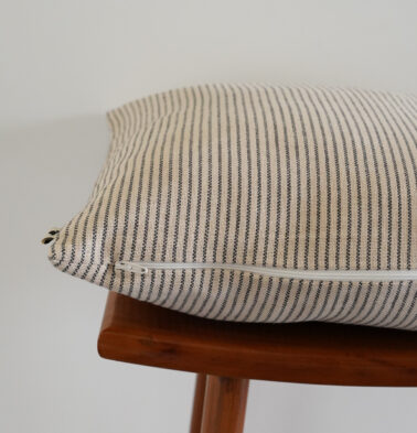Fine Stripes Cotton Cushion Cover Black 16″ x 16″