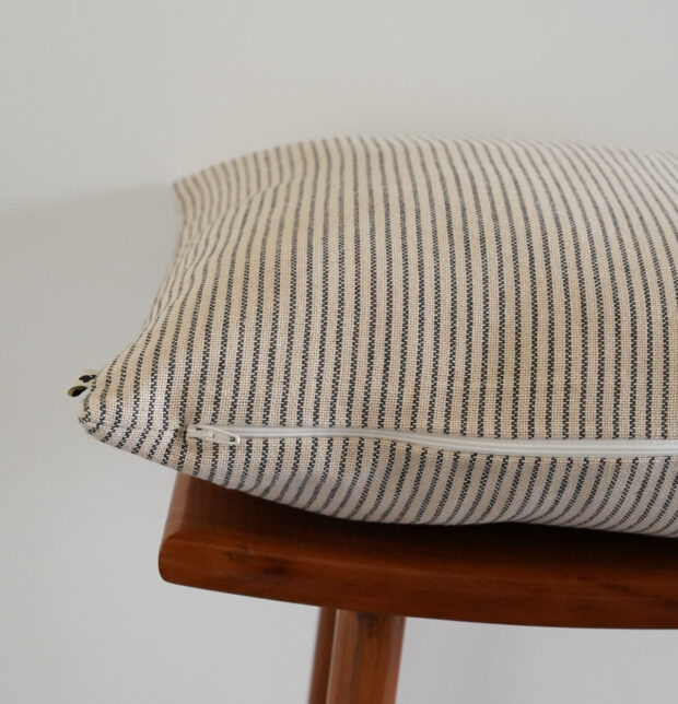 Fine Stripes Cotton Cushion Cover Black 16