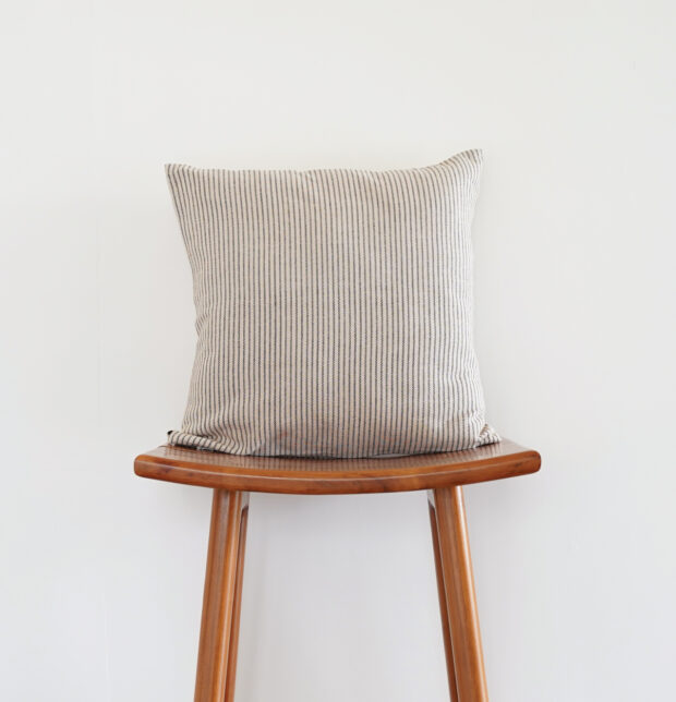 Fine Stripes Cotton Cushion Cover Black 16