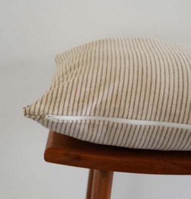 Fine Stripes Cotton Cushion Cover Brown 16″ x 16″