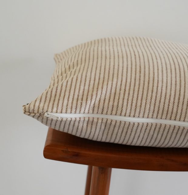 Fine Stripes Cotton Cushion Cover Brown 16
