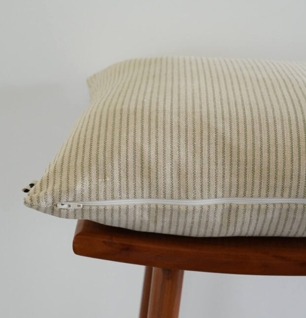 Customizable Cushion Cover, Fine Stripes Cotton - Green