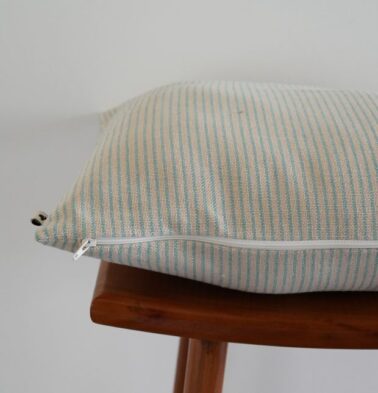 Fine Stripes Cotton Cushion Cover Teal Blue 16″ x 16″