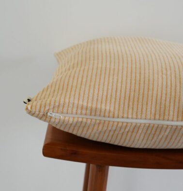 Fine Stripes Cotton Cushion Cover Yellow 16″ x 16″