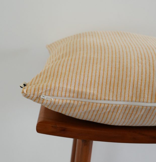 Fine Stripes Cotton Cushion Cover Yellow 16