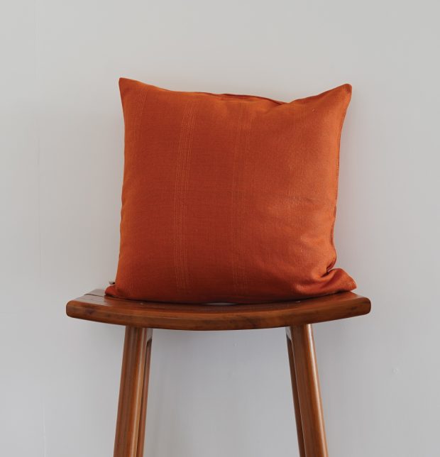 Zari Stripes Cotton Cushion Cover Rust Orange 16
