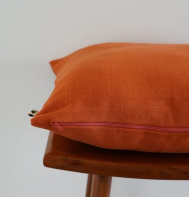 Zari Stripes Cotton Cushion Cover Rust Orange 16″ x 16″