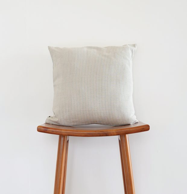 Fine Stripes Cotton Cushion Cover Teal Blue 16