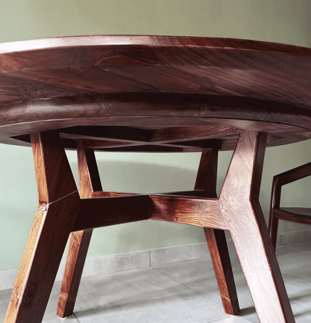 Solid Wooden Round Dining Table | Mahogany Wood