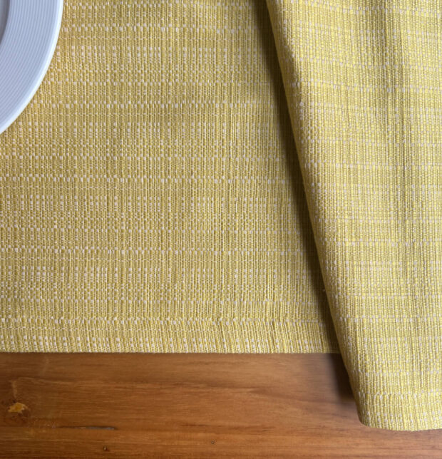 Panama Weave Cotton Table Runner Yolk Yellow