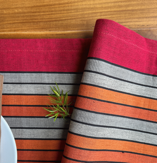 Segmented Stripes Cotton Table Runner Multicolor