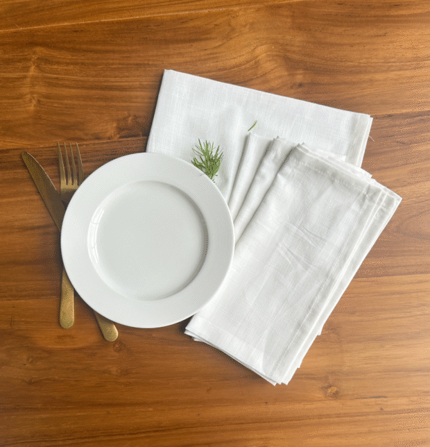 Slub Cotton Table Napkins White - Set of 6
