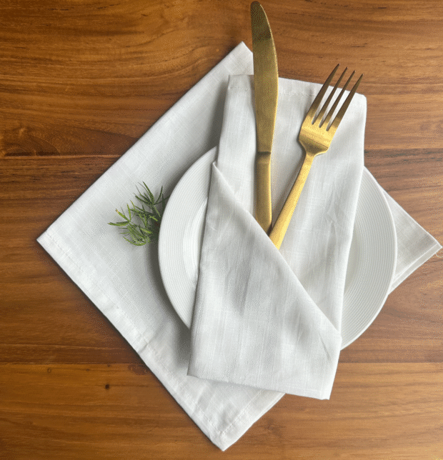 Slub Cotton Table Napkins White - Set of 6